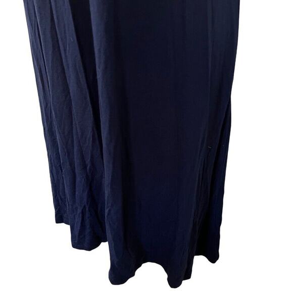 Nina Leonard Womens Embroidered Navy Blue Jersey Knit Short Sleeve Dress sz L - Picture 8 of 16